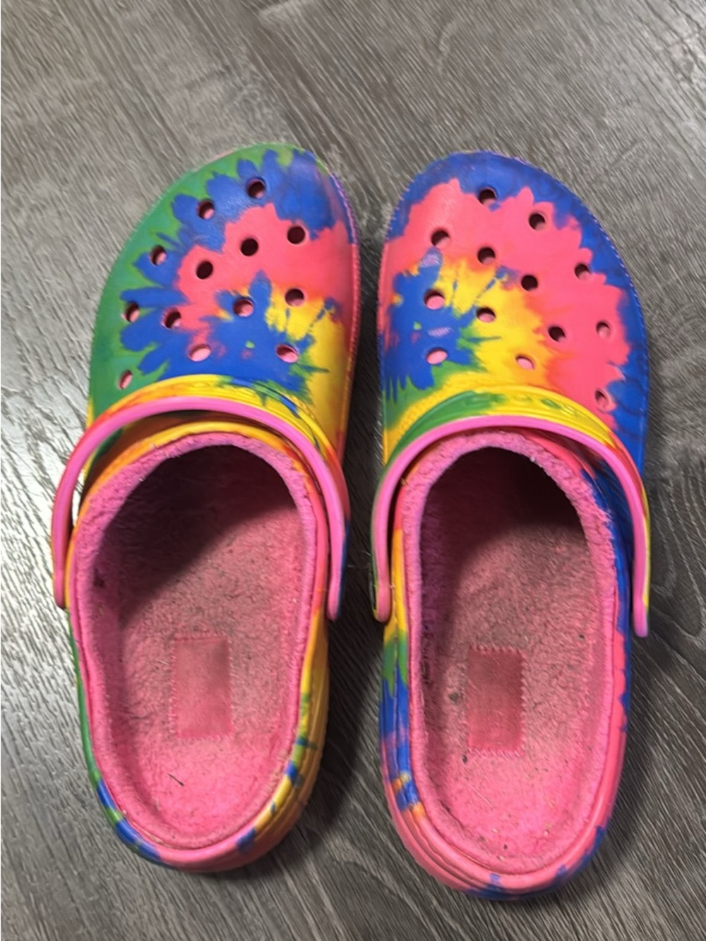 Crocs Multicolor Tie-Dye Clogs M10 / W12 – Pink Lined Unisex